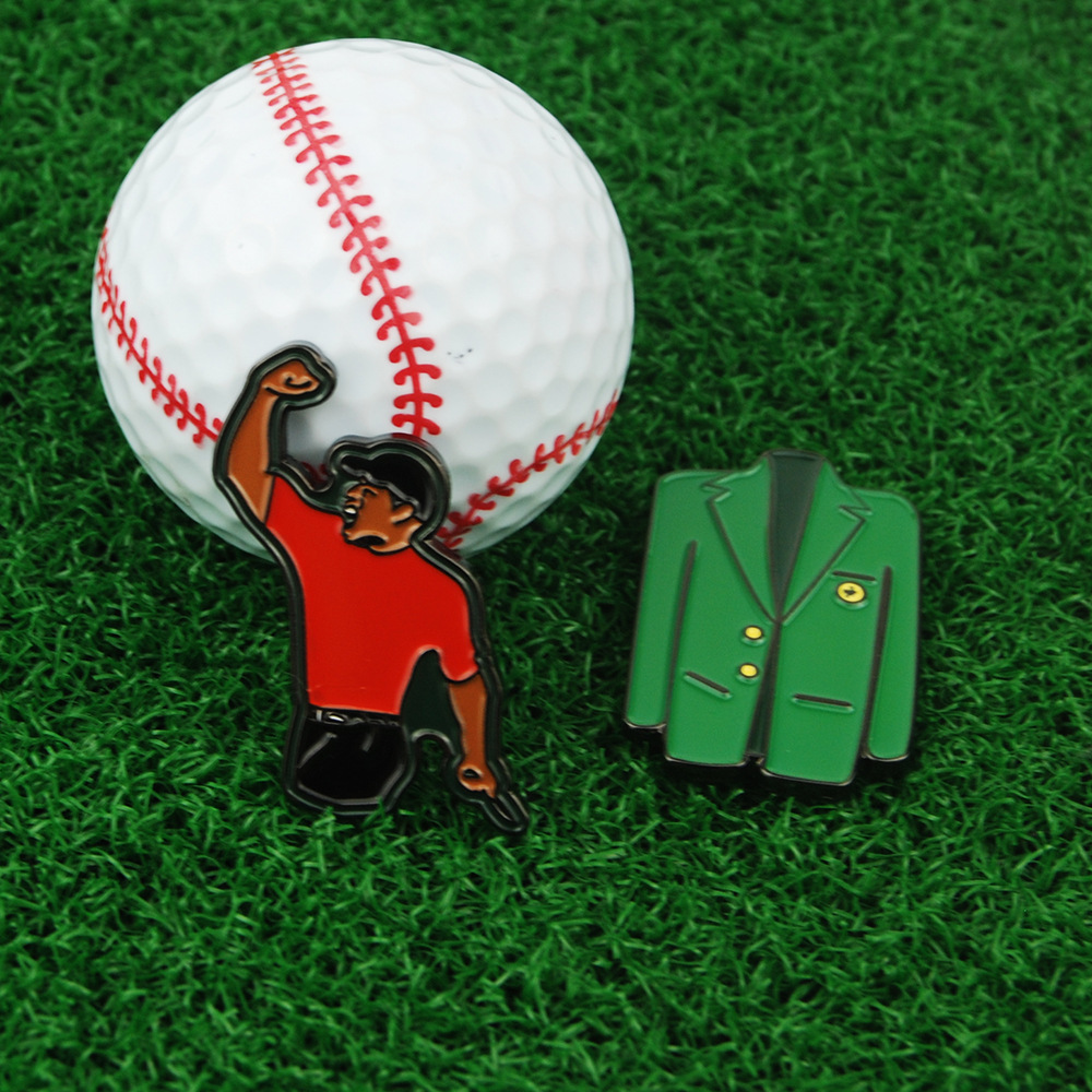New spot metal manganese steel hat clip with Tiger Woods and green jacket ball mark mark marker