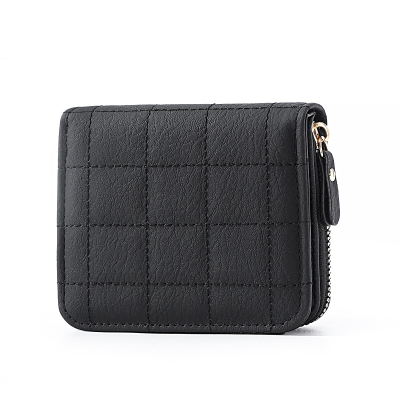 Women's Zipper Small Chanel Style Diamond Wallet Embroidered Wallet Clutch Bag Women's Short Mini Small Wallet Card Holder