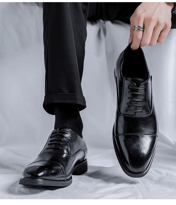 Scarpe da uomo in pelle a tre connettori, scarpe casual da lavoro, scarpe da uomo eleganti, scarpe da abito britanniche, scarpe da sposo da uomo, scarpe da sposa 8038-R_voghion.com