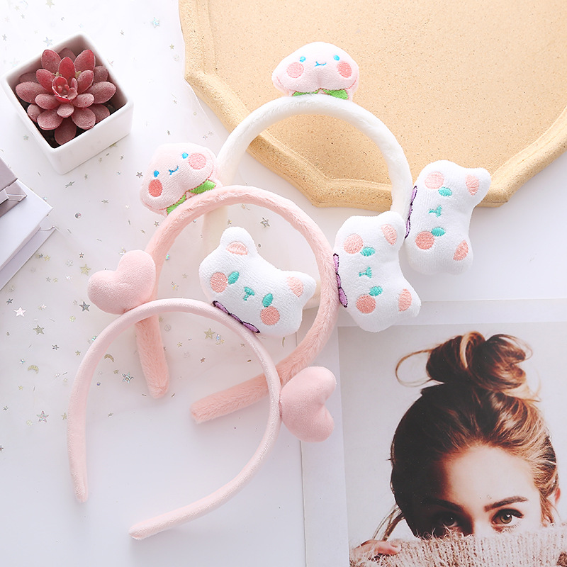 New Style Plush Animal Headband Double Head Kulomi Headband Makeup Simple Apply Mask Wash Face Hair Band Headwear