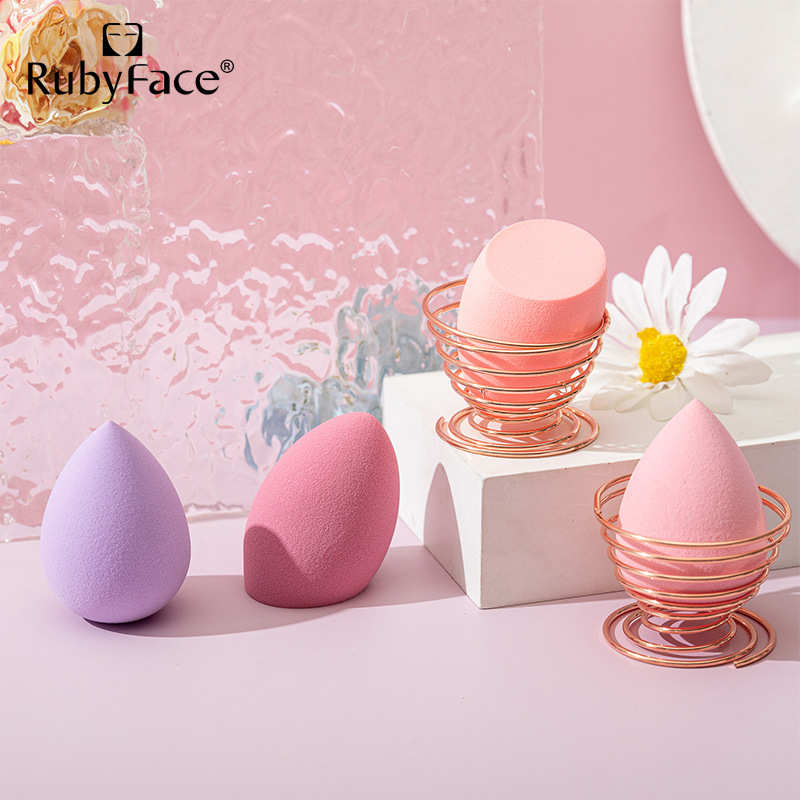 RUBYFACE spot beauty egg set non-latex wet and dry water drop oblique spring rack sponge puff