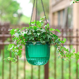 Meixuan hanging basket flowerpot transparent lazy ins Wind self-priming hydroponic resin large diameter fall-resistant sunscreen durable wholesale
