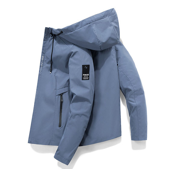 Men's Jacket 2021 Casual Hooded Solid Color Young Men Handsome Three-Dimensional Casual Comfortable Zipper Pocket Top