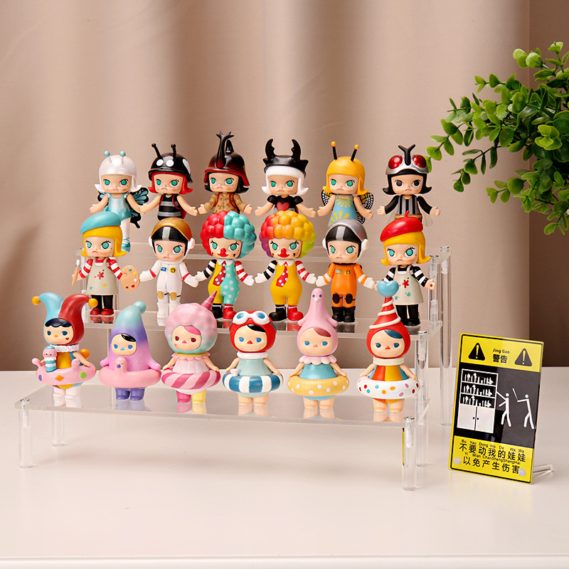Acrylic Three-layer Handmade Doll Bubble Mart Doll Jasmine Cosmetics Trapezoidal Wallet Jewelry Display Stand