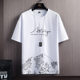 Short-sleeved T-shirt Set Men's Summer New Arrival Snow Mountain Print Fashion Korean Style Slim-fit Large Size Sports Two-piece Set