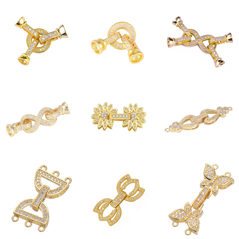 Diy14k包みの金のアクセサリの真珠の3つのセットのボタンのドリルのカバーのボタンの真珠のセーターのチェーンのボタンは開けます。|undefined