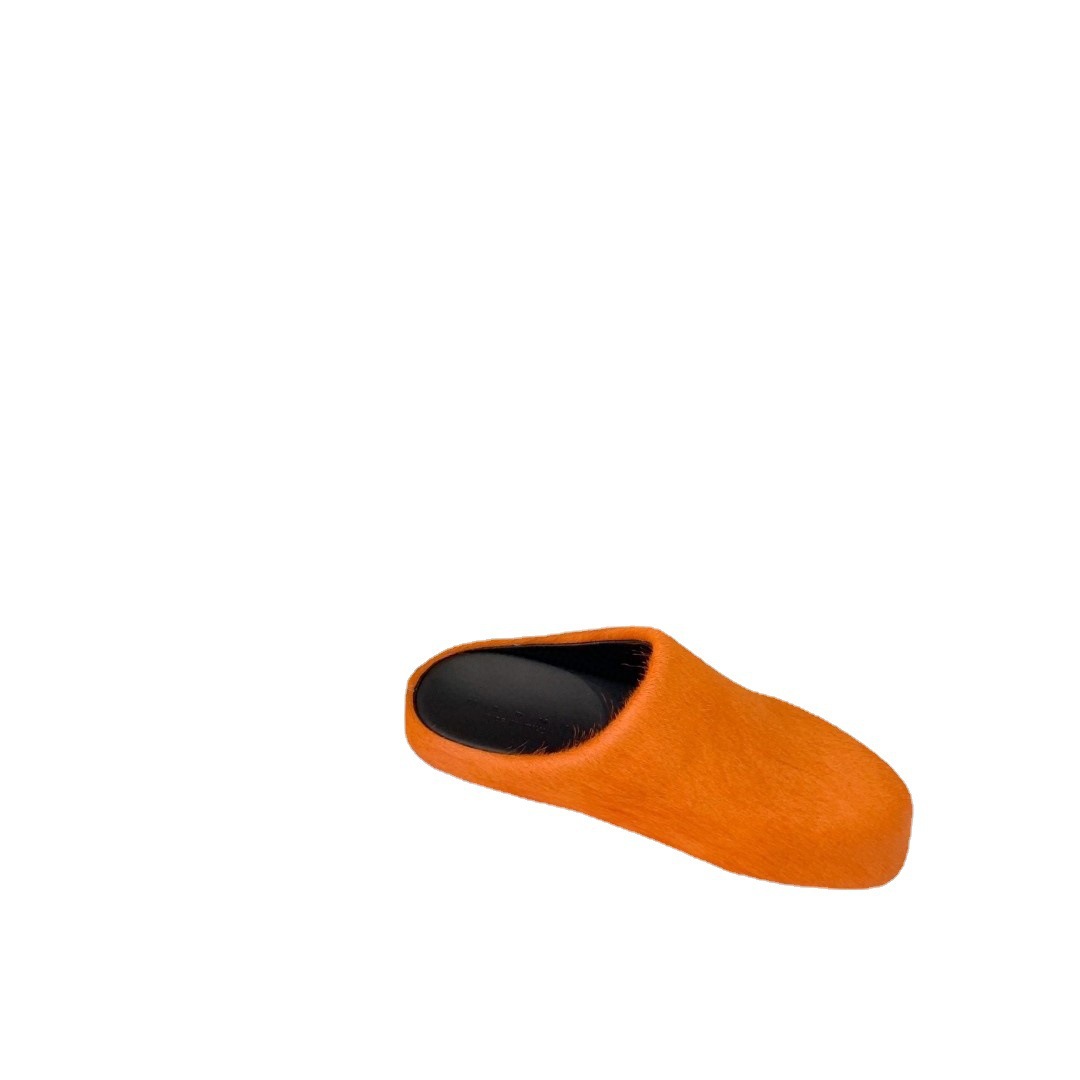 High Edition 2022 New Candy Color Internet Celebrity Same Style Fashionable Baotou Mao Mao Slippers Women's Flat Casual Horse Hair Half Slippers