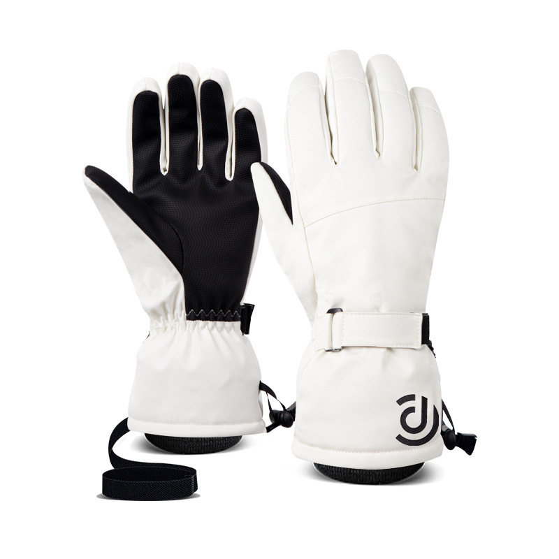 Skiing gloves men and women winter white warm cycling sports in stock Amazon touch screen five finger outdoor gloves Cotton
