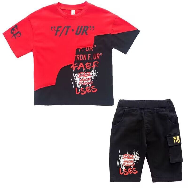 Children's Clothing Boys' Summer Suit 2023 New Arrival Korean Style Children's Summer Short-Sleeved Stylish Boys Handsome Trendy