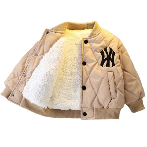 Boys' winter clothes plus velvet coat Western style baby boys' thickened baseball uniform children's cotton-padded jacket cotton-padded coat