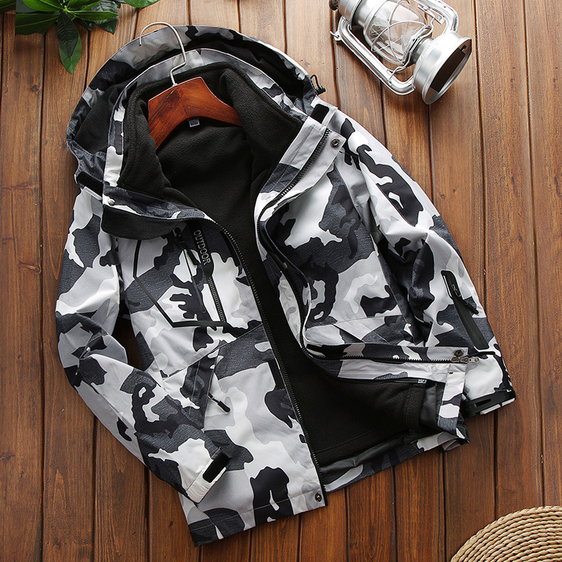 Men's winter jacket three-in-one two-piece fleece liner two-piece outdoor mountaineering suit in stock wholesale