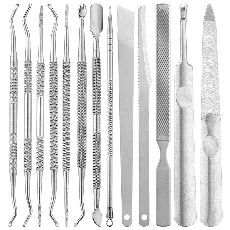 Cross-border nail clippers suit manicure to remove dead skin push fork nail tools nail grinding file special nail furrow nail clippers complete set