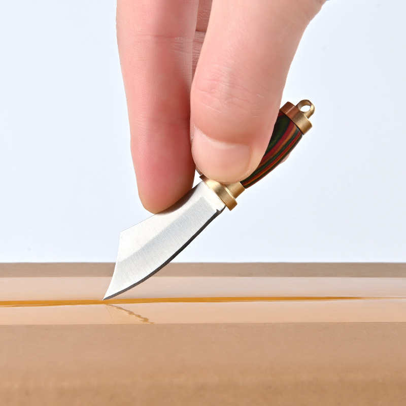 Brass Color Wood Mini Knife Sharp Small Machete Small Close Knife Carry-on Keychain Pendant Unpacking Express Unpacking Knife