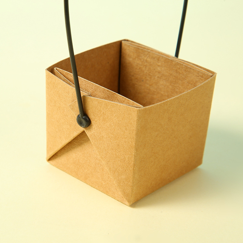 Waterproof Kraft paper succulent pot box square mini succulent green plant flower arrangement box succulent portable carton