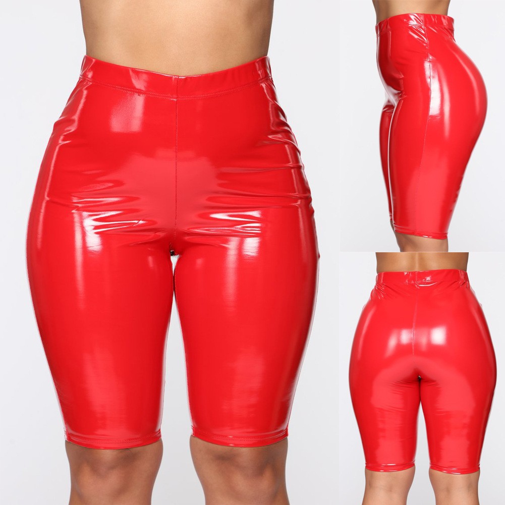 AliExpress Amazon Grisly Leather Pants Mirror PU Shorts Outer Wear Thin Pants for Women