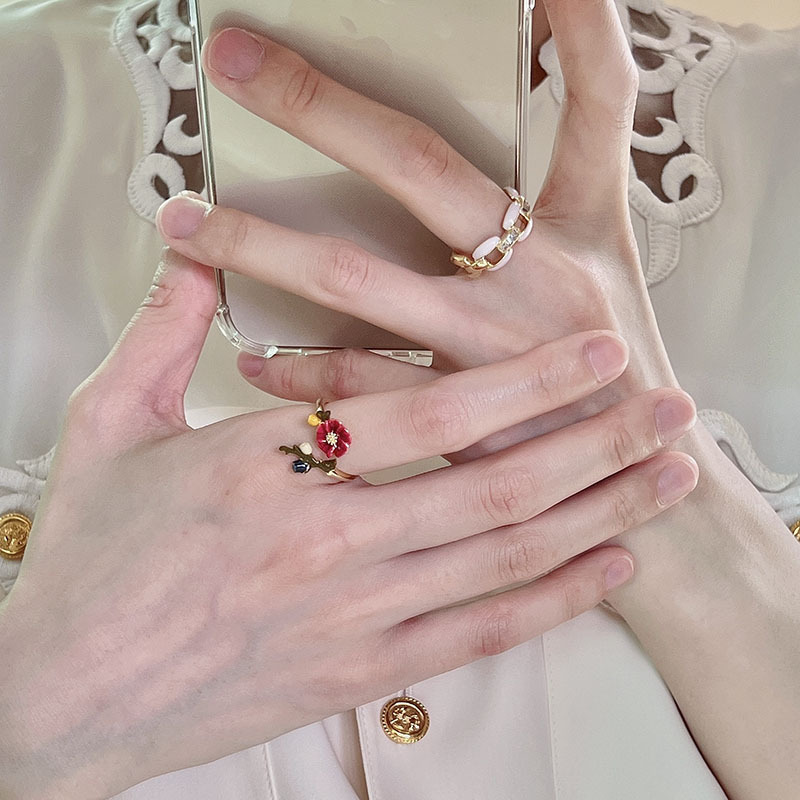 韩式韩版个性设计爱心锆石戒指女ins轻奢风时尚高级开口戒款