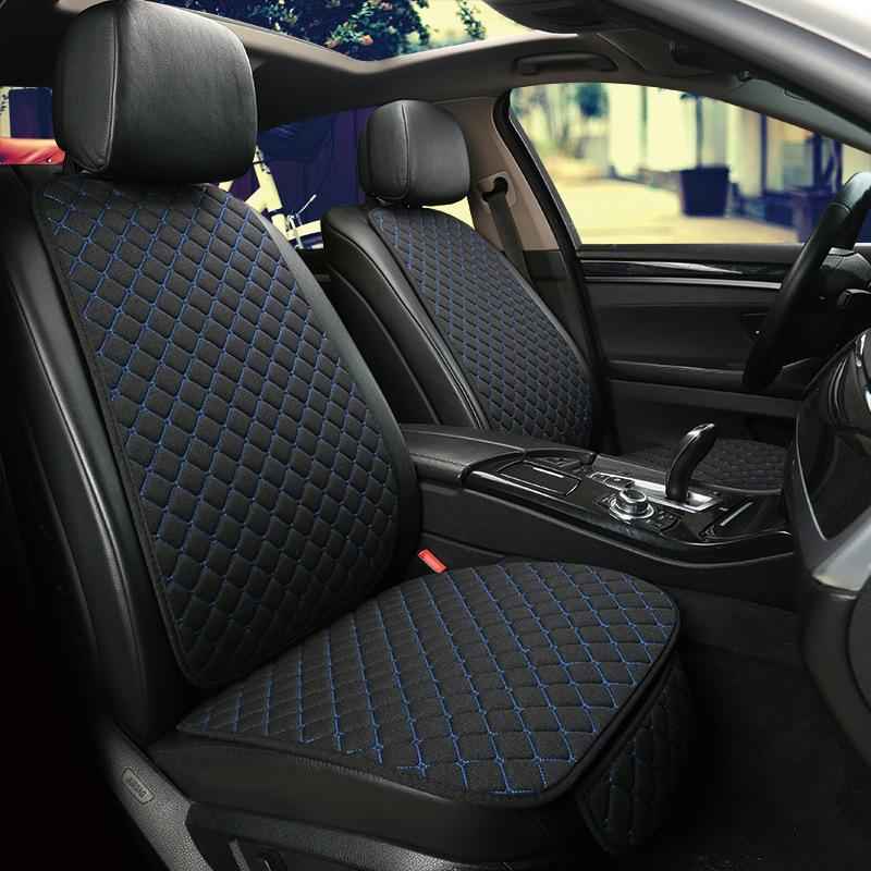 Car seat cushion four seasons universal tie-free non-slip single backrest three-piece set of five-seat linen seat cushion a generation of hair