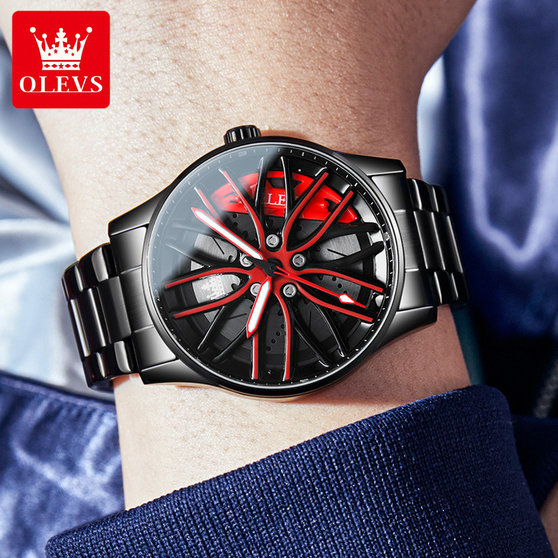 2023 Oli's New Brand Watch Wheel Hub Rotating Quartz Watch Trendy Fashion Waterproof Men's Watch Men's Watch
