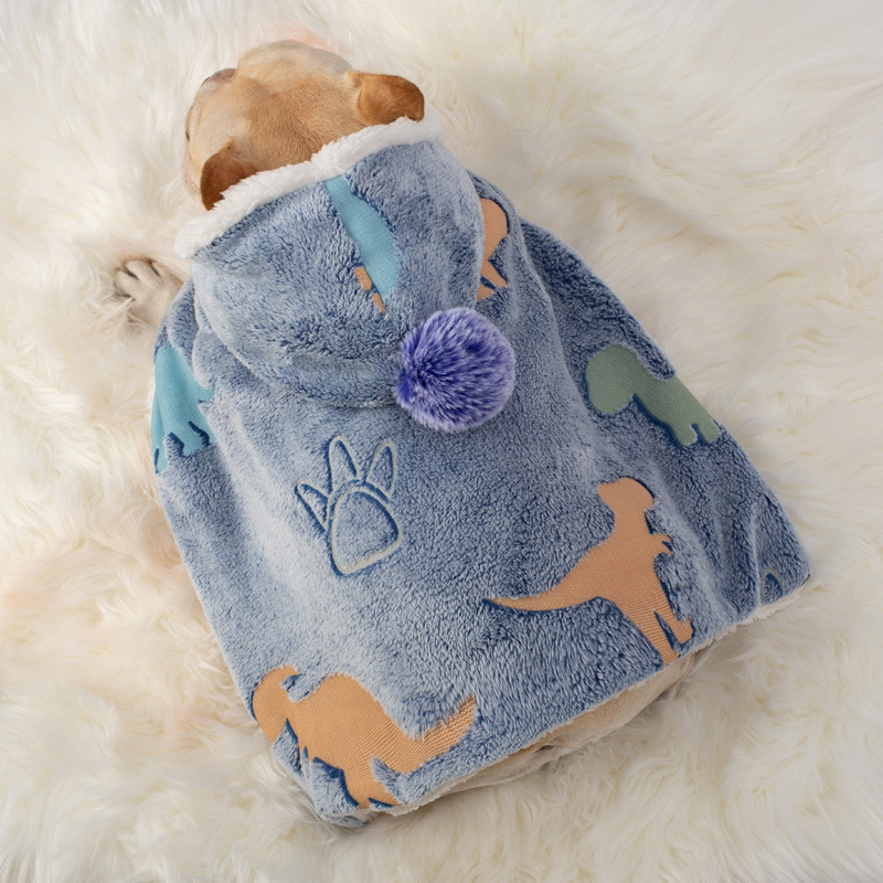 Dog Cloak Nightgown Warm Autumn and Winter Quilt Fadou Koki Bear Shawl Luminous Cape Blanket Pet Clothes
