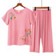 New Mom Pajamas Women's Summer Cotton and Linen Short-sleeved Two-piece Suit Summer Thin Grandma's Home Clothes Outer Wear