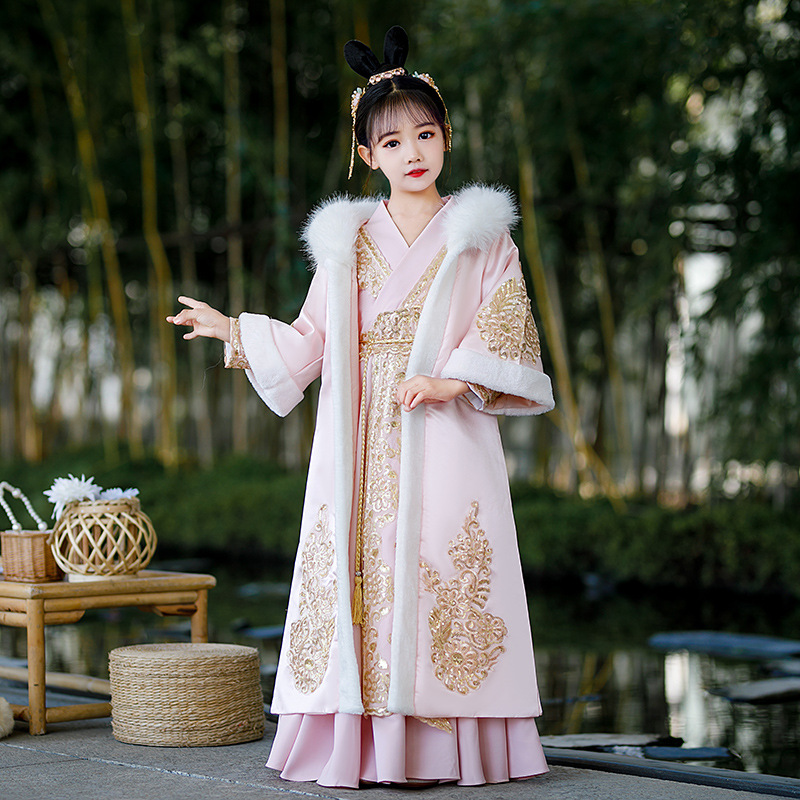Hanfu 2025 Winter Set for Girls, New Traditional Chinese Style Tang Suit, Little Girl's Ancient Costume Ruqun, Ethereal Baby, Ancient Style Hanfu