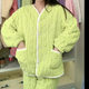 in stock 2024 New Spring and Autumn Coral Fleece Pajamas suit 3D Jacquard Flannel Long Sleeve Cardigan Home Clothes