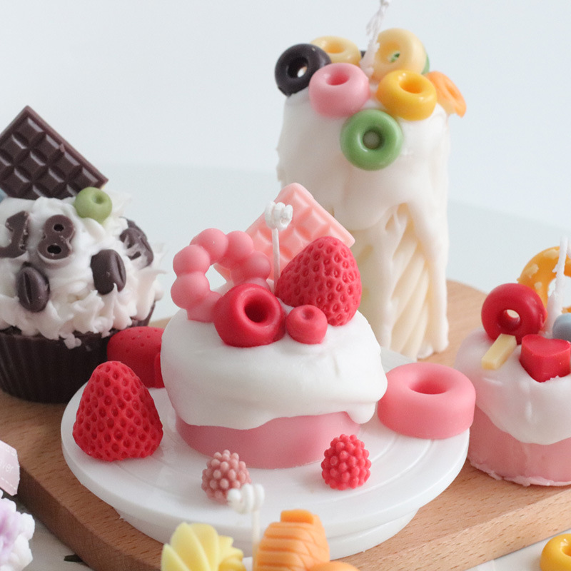 Meimuer variety of combination noodles Cake Fruit Strawberry love diy aromatherapy candle decorative silicone mold