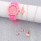 Cross-border New Women's Korean-style High-end Quartz Watch Simple Classic Imitation Leather Strap Watch Women's Set + Accessories