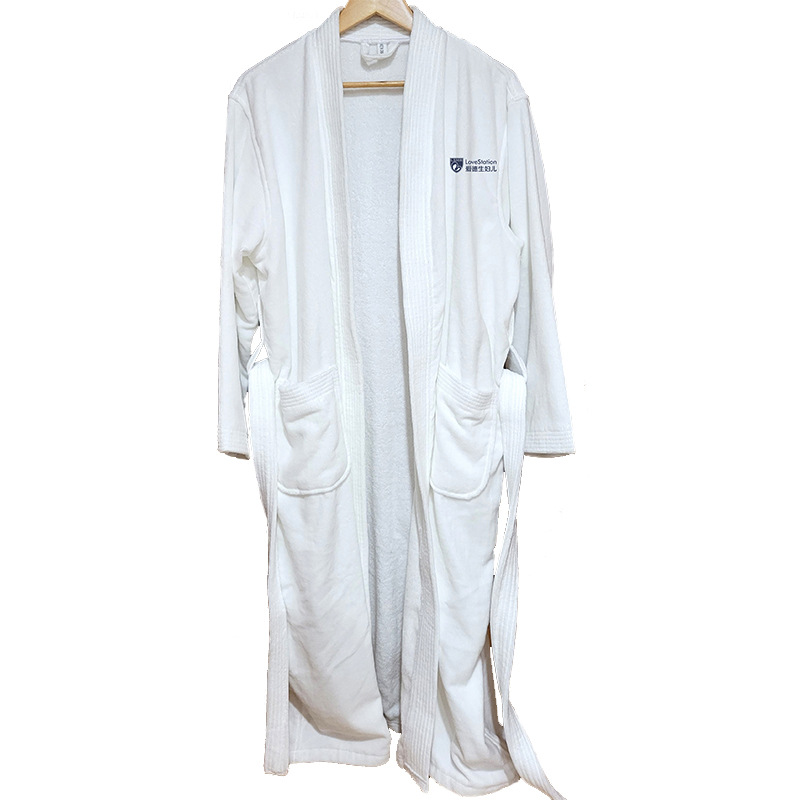 Pure cotton towel material cutting velvet thickening hotel bathrobe wholesale male and female absorbent beauty salon nightgown cotton bathrobe