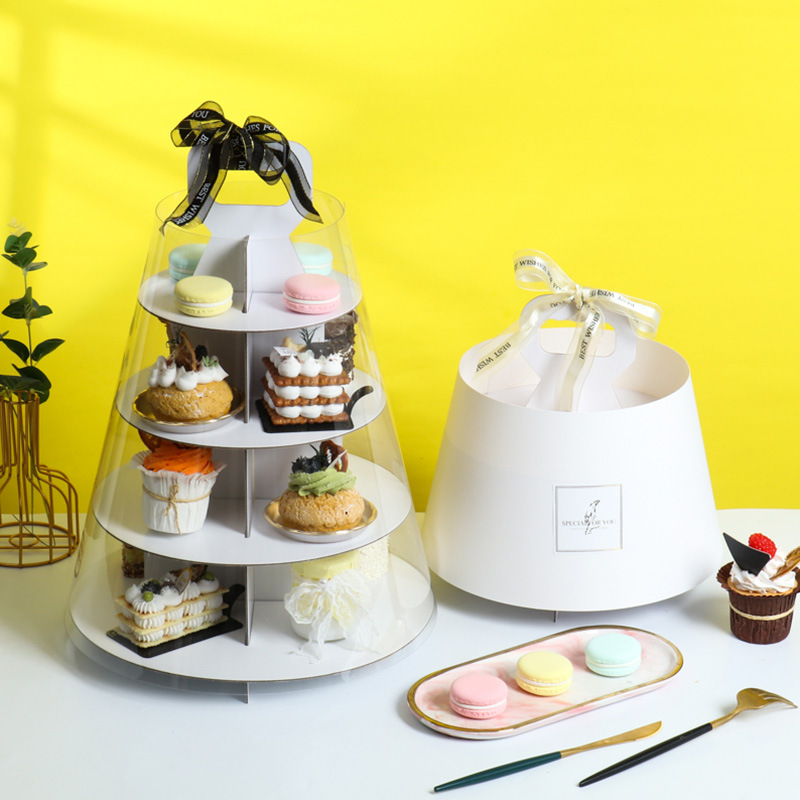 Afternoon tea portable dessert rack cake dessert multi-layer tea break table French small Western dessert box display shelf