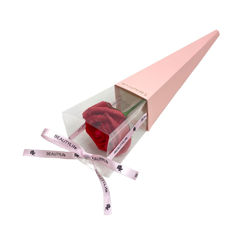Simple classic single flower box PVC gift box goddess festival gift bouquet packaging box display flower box in stock