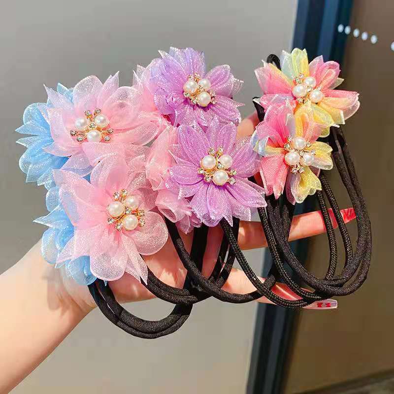 Girls' ball head hair curler hair flower sweet little girl does not hurt hair headdress lazy person braided hair Ring children's hair accessories
