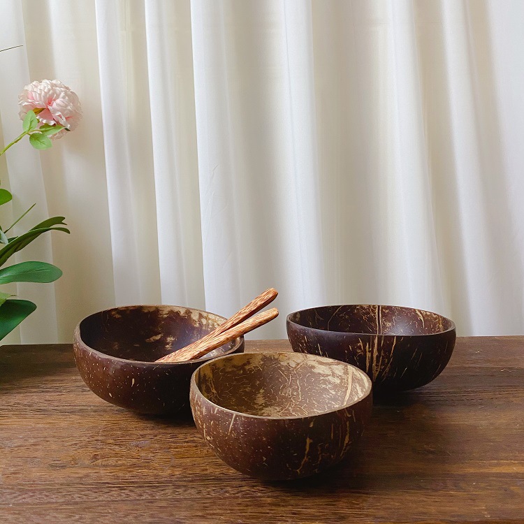 Vietnam Coconut Shell Bowl Coconut Shell Storage Decorative Tableware Rice Bowl Sugar Water Light Food Container Fruit Milkshake Sala Bowl