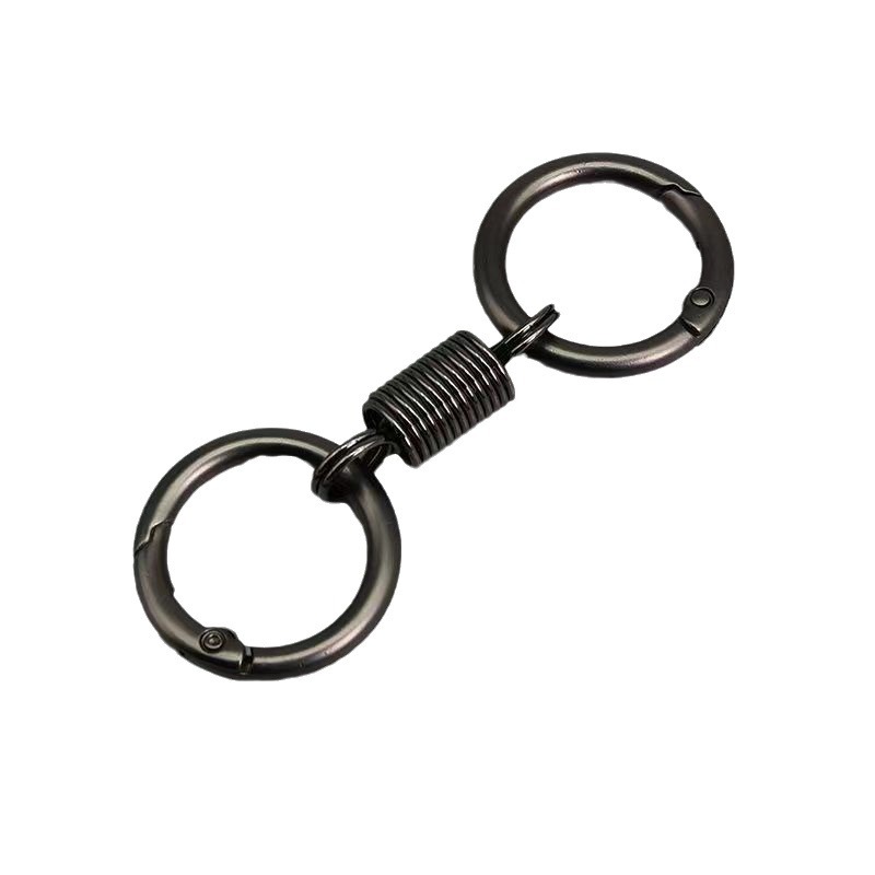 Creative personality zinc alloy spring buckle round buckle metal spring ring key chain ring double ring one-piece delivery