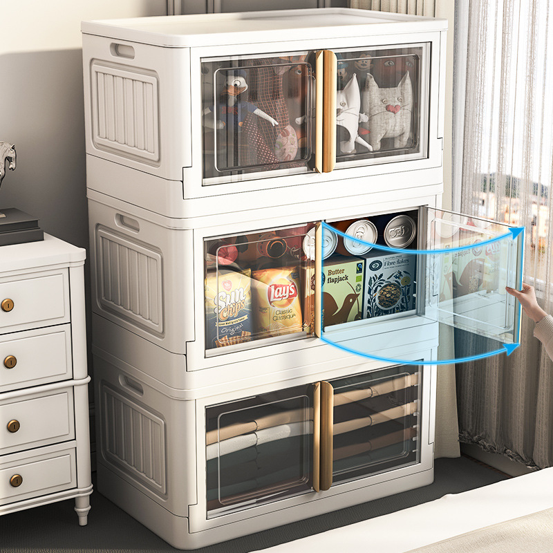 Large Double Door Storage Box Plastic Wardrobe Toy Foldable Organizer Baby Children's Clothes Storage Box