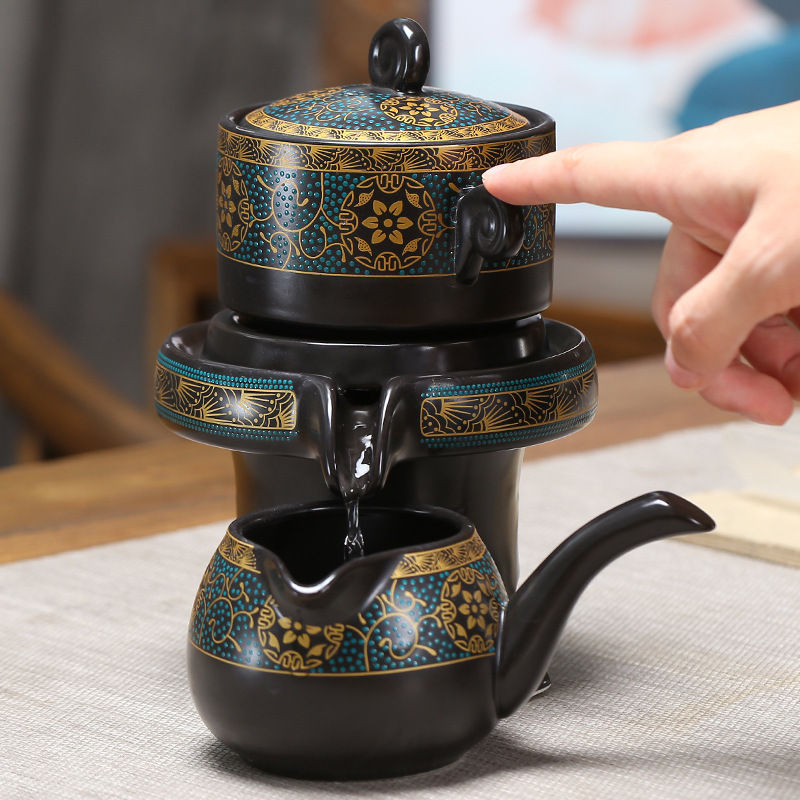 Чайный сервиз Lazy Kung Fu Автоматический костюм Time Running Stone Mill Темный аромат Позолоченный чайник Керамические проданные подарки