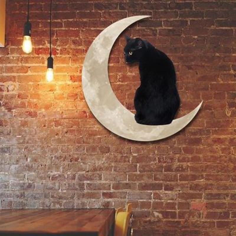 Black Cat Moon メタルウォールアートベルデコレーション - オフィスカルチャーメタルクラフト|undefined