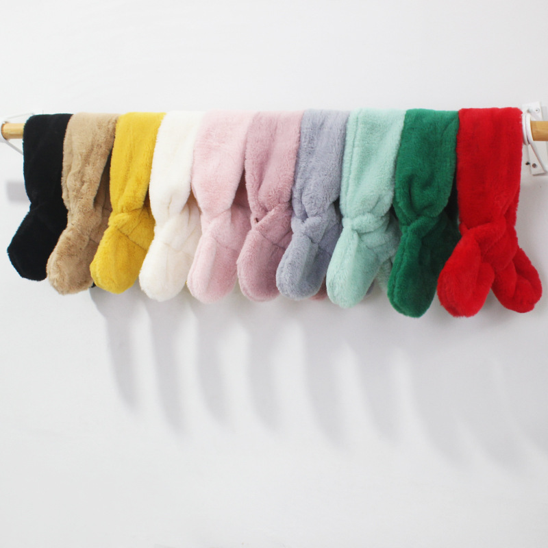 Foreign trade pure color children's scarf autumn and winter warm light board scarf female rabbit wool scarf thickened warm baby scarf