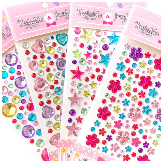 Princess Dress Up Sticker Children's Girl Cartoon Crystal Masonry Sticker 3D Award Kindergarten Gem Sticker