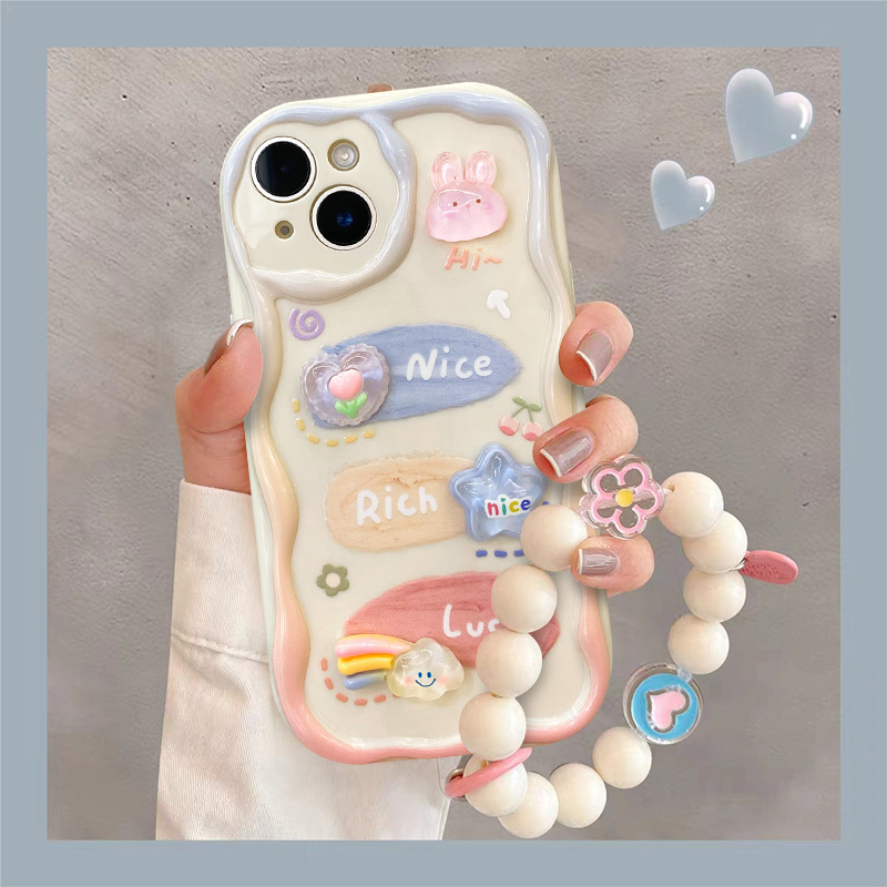 Applicable to Apple 14 Pro Max mobile phone case iPhone 13 small crowd 11/12 stereo figurine chain girls exclusive 