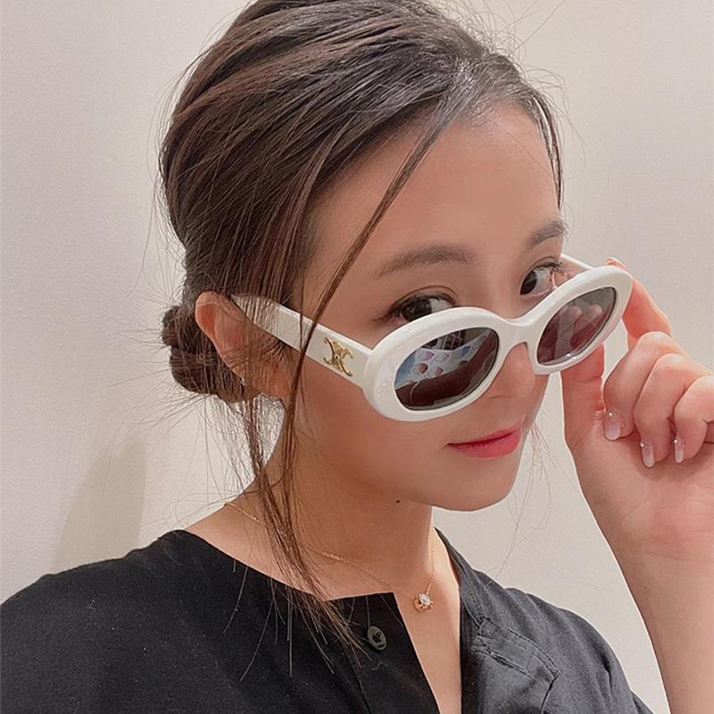 Oval retro sunglasses women's 2022 new European and American hot girl concave sunglasses high-end feeling ins street shot Net Red