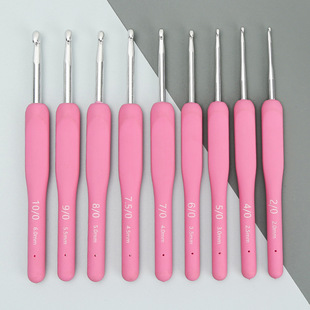 Factory wholesale pink soft handle crochet handmade diy sweater wool knitting tool single head non-slip aluminum crochet
