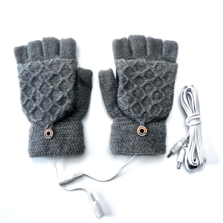 Gants chauffants électriques USB demi-doigts chauffage électrique extérieur intérieur 2 hommes hiver chaud source d'approvisionnement transfrontalière_voghion.com