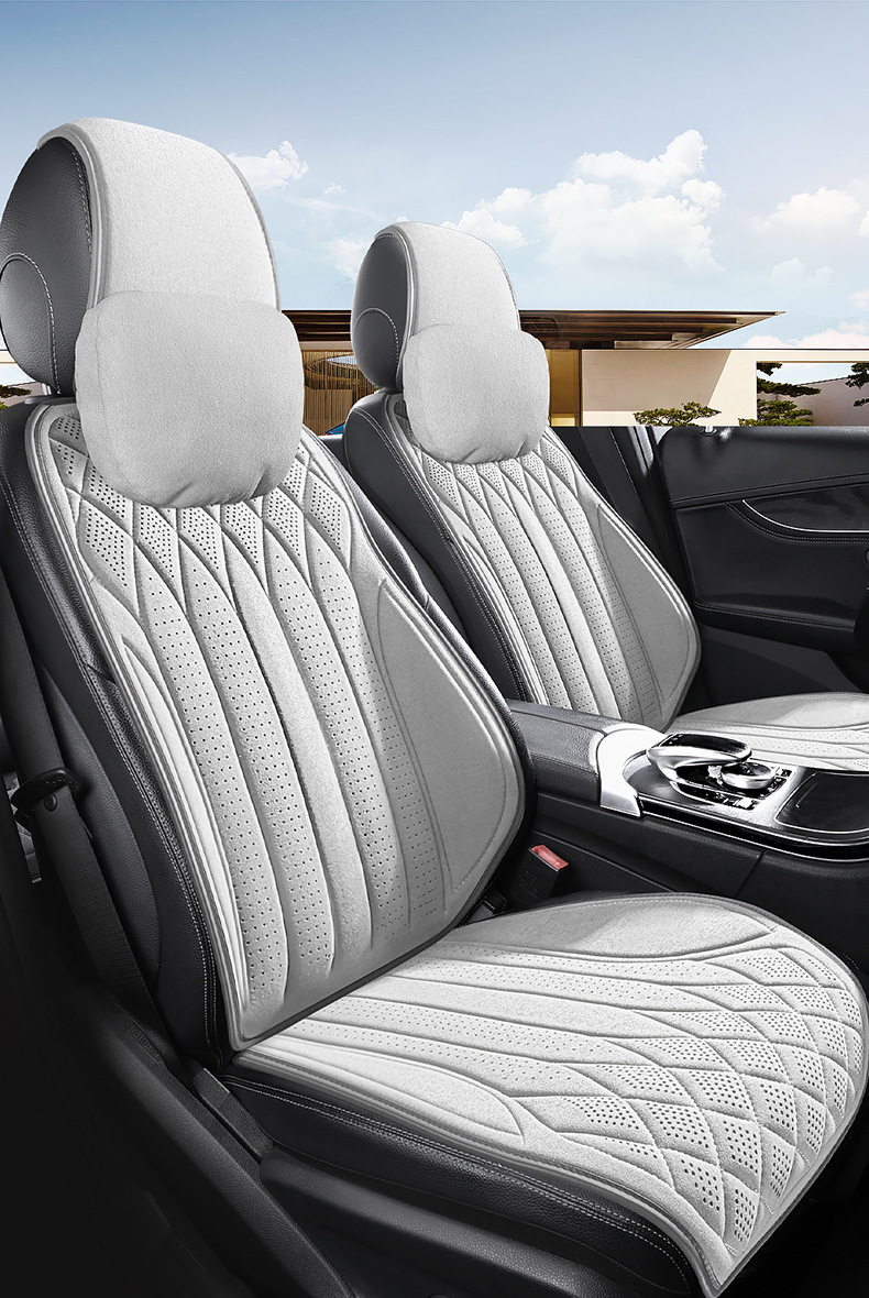 Cojín de asiento de automóvil de una pieza, alfombrilla para asiento individual, cojín universal para asiento trasero de automóvil Four Seasons, alfombrilla para automóvil con patrón de diamantes y ventilación_voghion.com