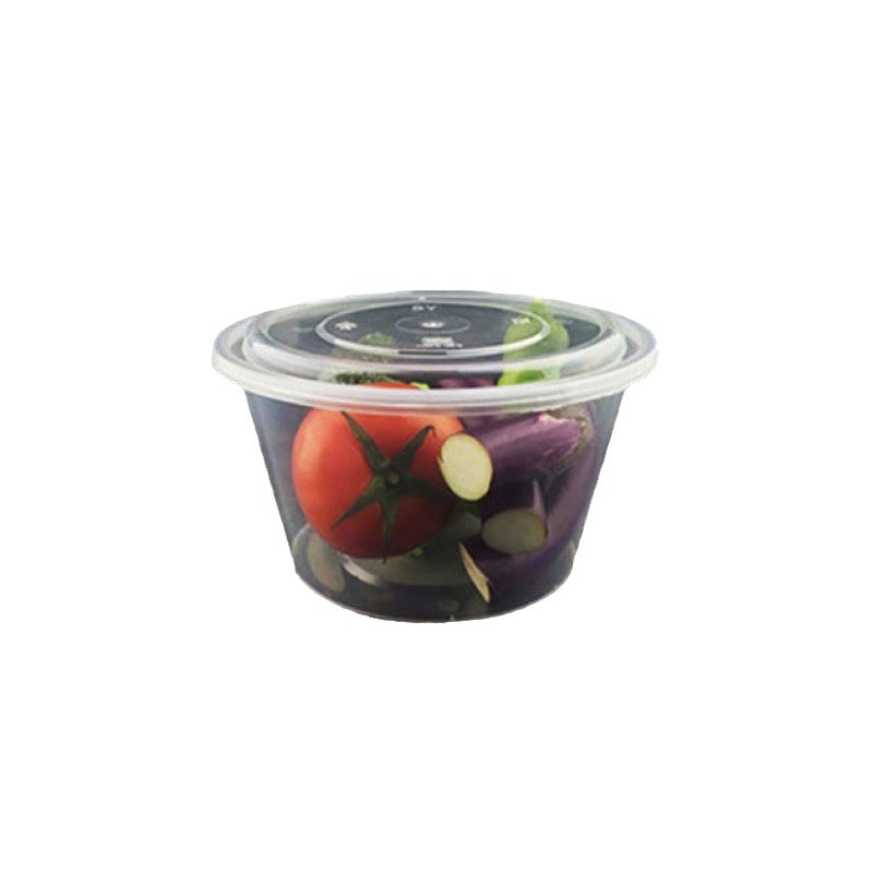Disposable packing box round lunch box takeaway plastic soup bowl rectangular transparent single fast food box round box with lid