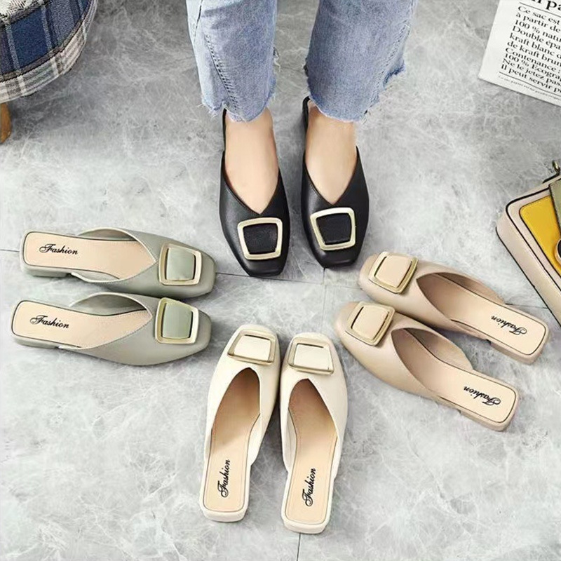 Baotou Half Slippers Women's Summer Wearing Fashionable Internet Popular All-match 2023 New Spring Lazy Shoes Slip-on Slippers Women's Trendy