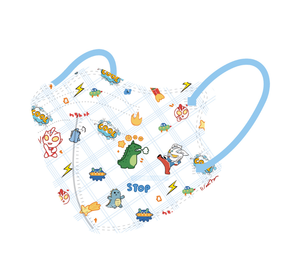 2023 new children's mask DiGa Ultraman 4D three-dimensional independent packaging disposable autumn and winter protective mask