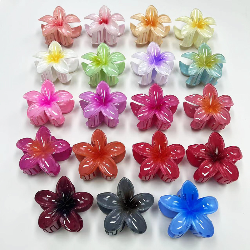 Cross-border egg flower gripper gradient candy color Flower Fashion holiday hot sale back head updo shark clip hair accessories_voghion.com