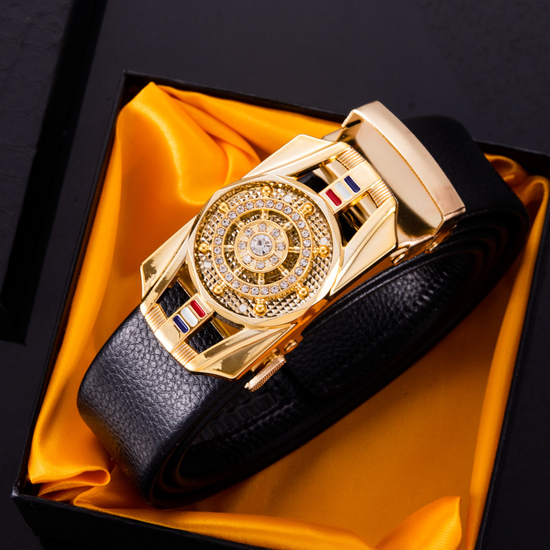 Diamond-encrusted time-to-time operation Belt Men's automatic buckle trembles live explosion casual Joker business Belt manufacturers_voghion.com