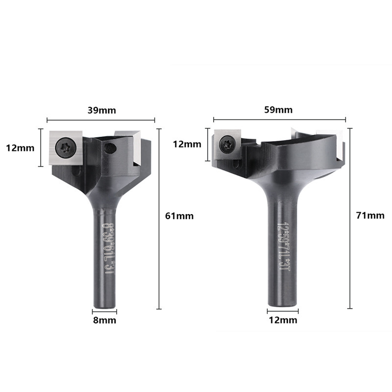 新しい 8/12 ミリメートルシャンク木工フライスカッター CNC 表面フライスドリルビット 3 ブレードテーブルカッターツール|undefined